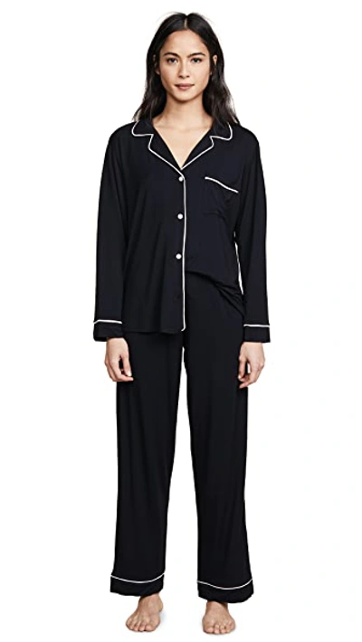 Eberjey Gisele Jersey Knit Pajamas In Black/sorbet Pink
