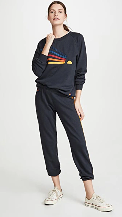 Shop Aviator Nation 5 Stripe Sweatpants Charcoal