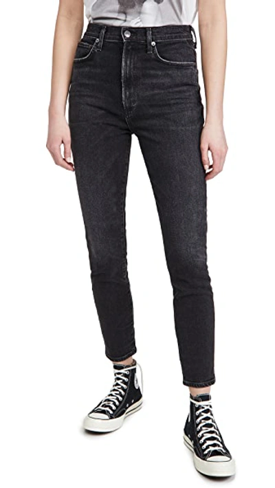 Shop Agolde Pinch Waist Ultra High Rise Skinny Jeans Hotline