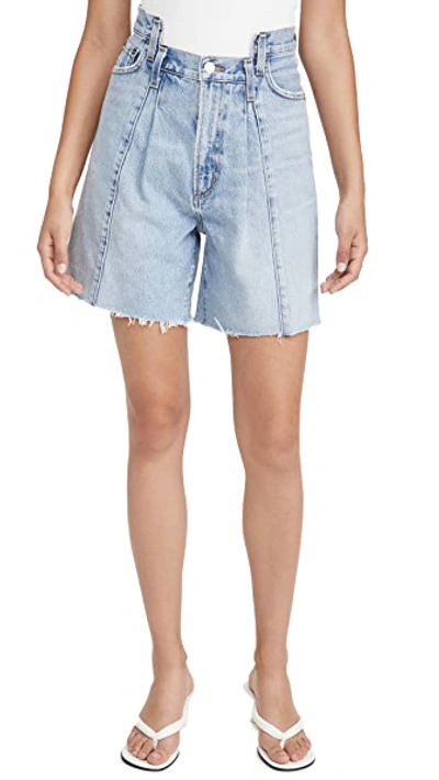 Shop Agolde Pieced Angled Shorts In Matrix