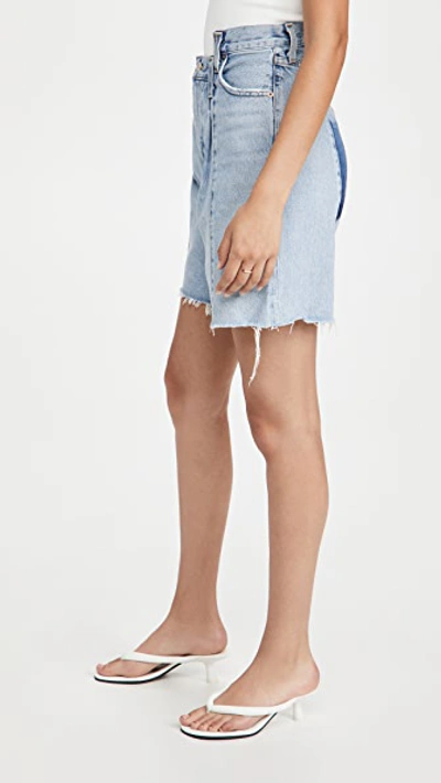 Shop Agolde Pieced Angled Shorts In Matrix