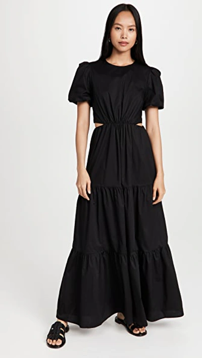 Shop Wayf Plaza Cut Out Tiered Maxi Dress Black