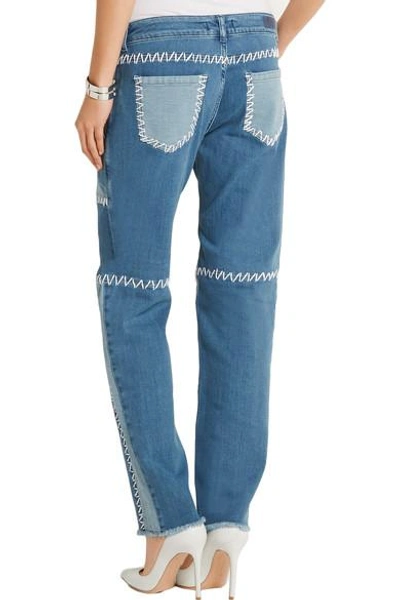 Shop House Of Holland Patchwork High-rise Boyfriend Jeans In Blue