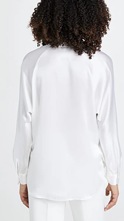 Vince Open Neck Long-sleeved Loose Fit Blouse In Optic White