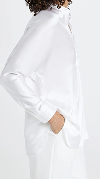 Vince Open Neck Long-sleeved Loose Fit Blouse In Optic White