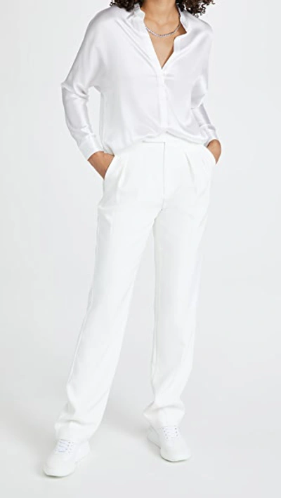 Vince Open Neck Long-sleeved Loose Fit Blouse In Optic White