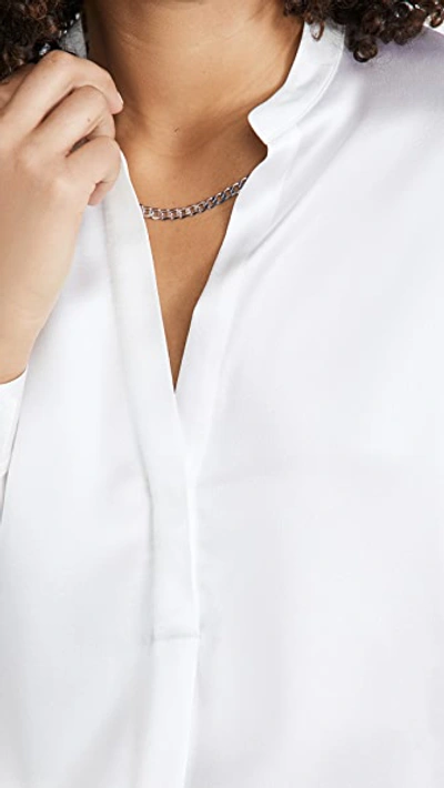 Vince Open Neck Long-sleeved Loose Fit Blouse In Optic White