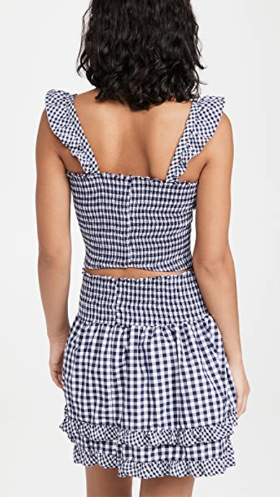 Shop Peixoto Mariel Top Navy Blue Gingham M