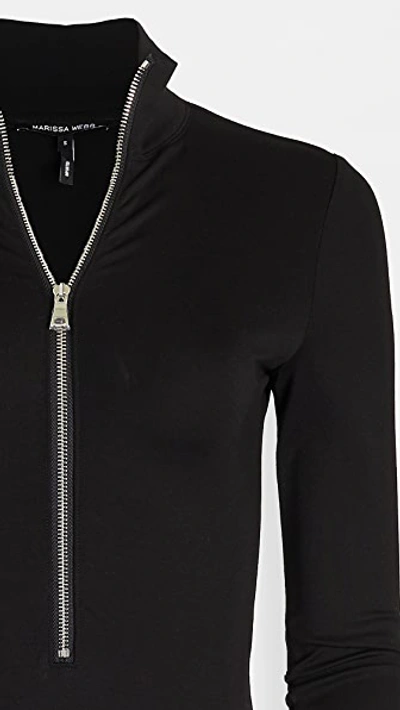 Shop Marissa Webb Zip Front Thong Bodysuit In Black