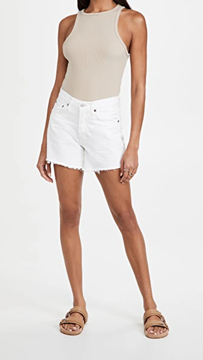 Agolde Parker Vintage Cutoff Organic Denim Shorts In Panna Cotta