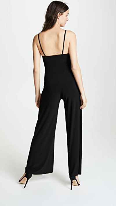Norma Kamali Backless V-neck Wide-leg Jumpsuit In Black