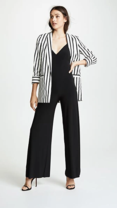 Norma Kamali Backless V-neck Wide-leg Jumpsuit In Black
