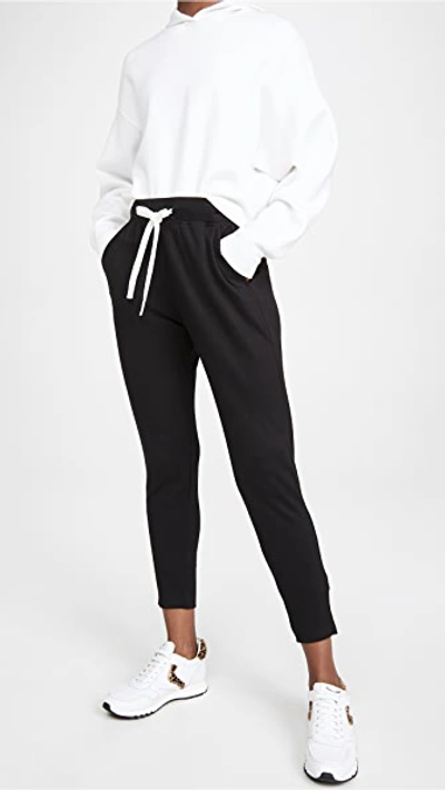 Splits59 ‘kiki' Rib 7/8 Drawstring Elasticated Waist Sweatpants In Black/off White