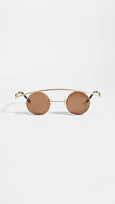 Shop Karen Wazen Retro's Sunglasses In Brown