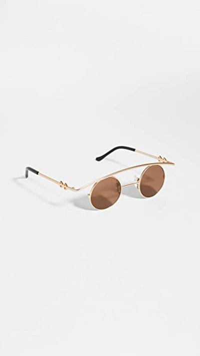 Shop Karen Wazen Retro's Sunglasses In Brown