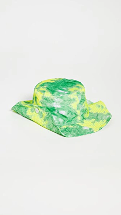 Shop Ganni Recycled Tech Bucket Hat In Kelly Green