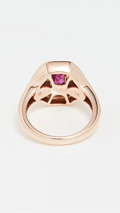 Shop Shay 18k Gold Baguette Essential Pinky Ring In Rose Gold/ruby