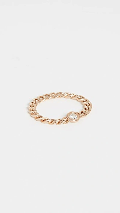Shop Zoë Chicco 14k Floating Diamond Small Curb Chain Ring