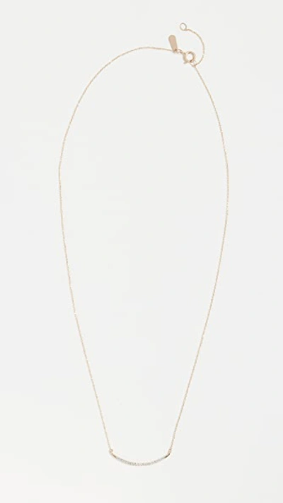 14k Gold Large Pave Curve Necklace