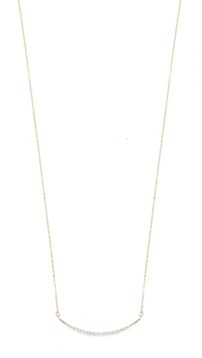 14k Gold Large Pave Curve Necklace