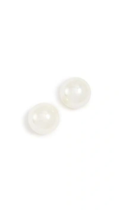 Large Glass Pearl Post Earrings