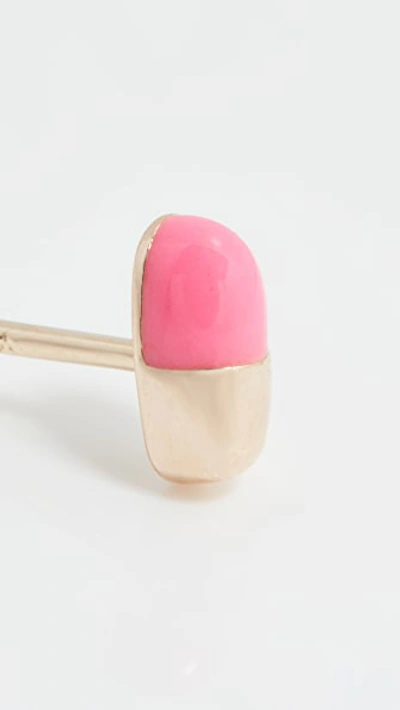 Shop Alison Lou 14k Tiny Pill Single Earring In Neon Pink