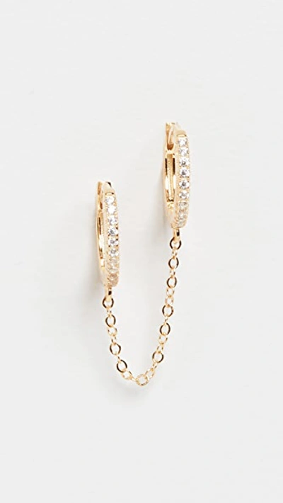 Shop Adinas Jewels Double Huggie Chain Earring