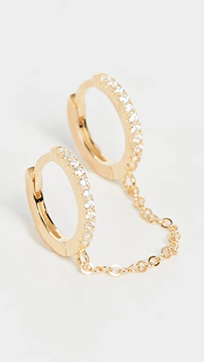 Shop Adinas Jewels Double Huggie Chain Earring