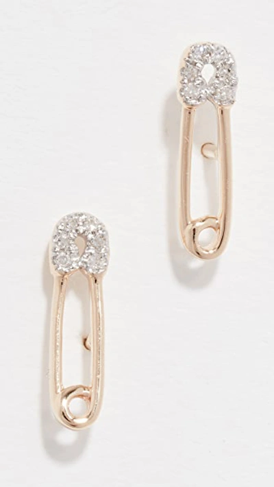 Shop Adina Reyter 14k Diamond Safety Pin Post Earrings In Yellow Gold