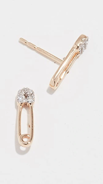 Shop Adina Reyter 14k Diamond Safety Pin Post Earrings In Yellow Gold