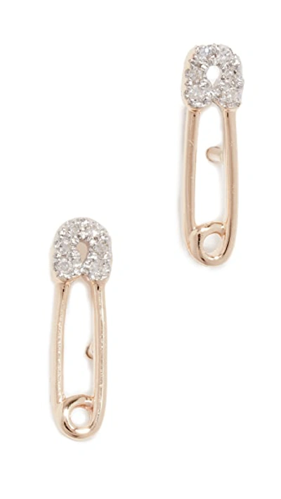 Shop Adina Reyter 14k Diamond Safety Pin Post Earrings In Yellow Gold