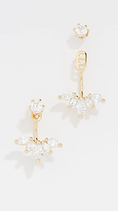 Shop Shashi Marquis Ear Jacket Earrings In Gold/clear