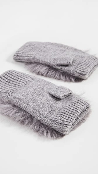 Shop Adrienne Landau Knit Fingerless Gloves In Grey