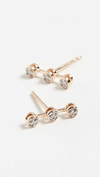 Shop Adina Reyter 14k 3 Diamond Post Earrings In Yellow Gold