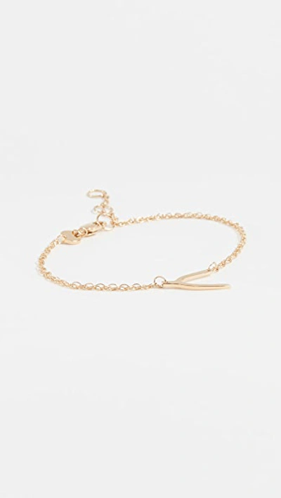 Shop Jennifer Zeuner Jewelry Mini Wishbone Bracelet In Gold