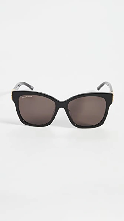 Shop Balenciaga Dynasty Vintage Square Sunglasses In Shiny Black