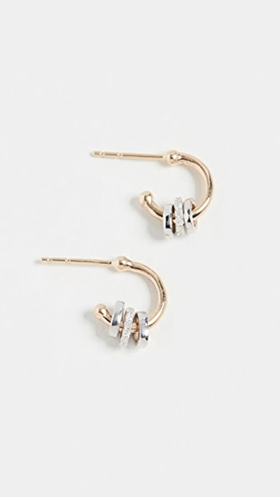 14k Pavé Bead Huggie Hoop Earrings