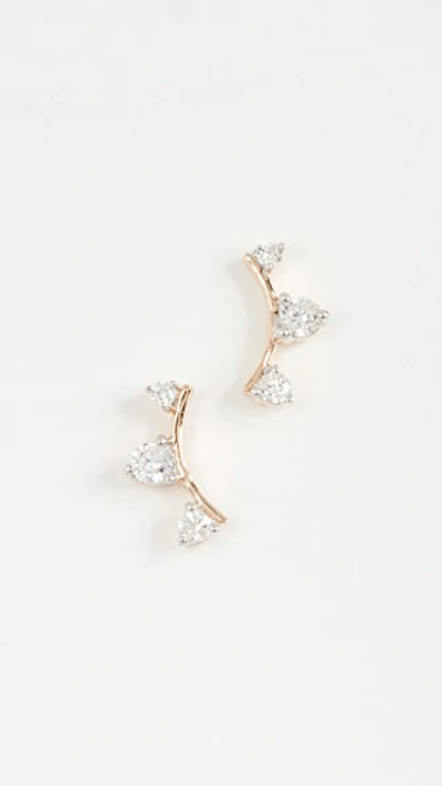 Shop Adina Reyter 14k Gold Three Diamond Amigos Curve Post Earrings In Yellow Gold