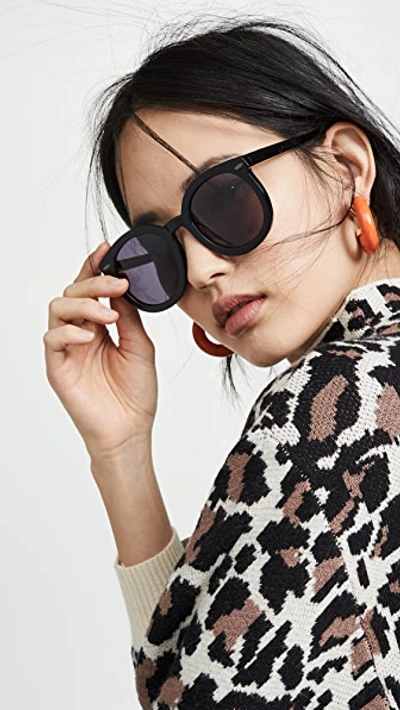 Shop Karen Walker Alternative Fit Super Duper Strength Sunglasses In Black/smoke Mono