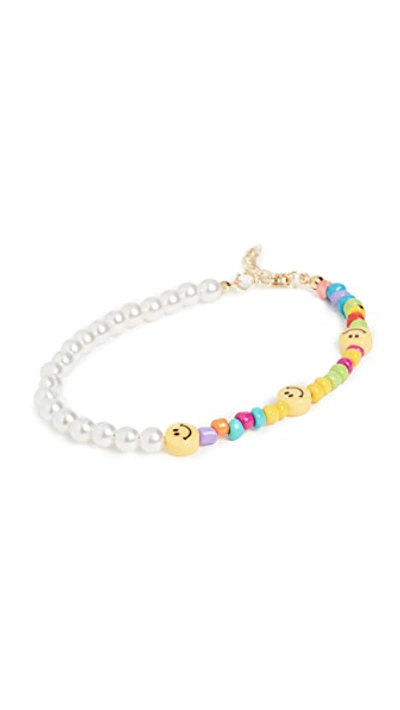 Shop Adinas Jewels Smiley Face X Pearl Anklet