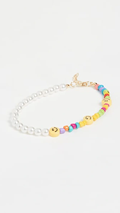 Shop Adinas Jewels Smiley Face X Pearl Anklet