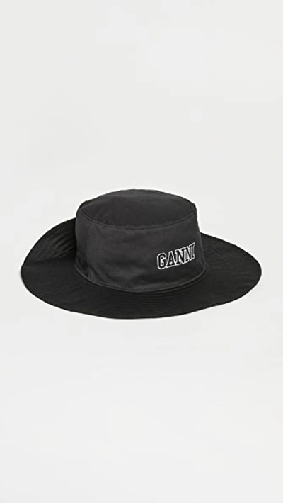 Shop Ganni Software Heavy Cotton Bucket Hat In Phantom