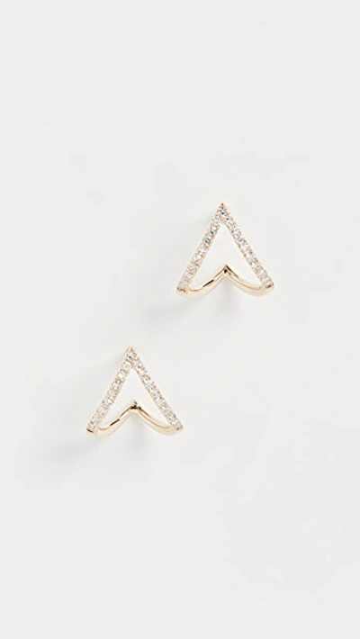 Shop Ef Collection 14k Gold Diamond Mini Chevron Wrap Stud Earrings In Gold/clear