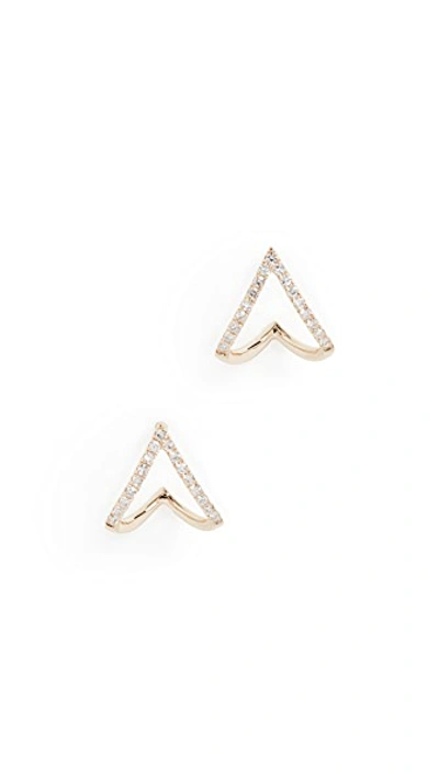 Shop Ef Collection 14k Gold Diamond Mini Chevron Wrap Stud Earrings In Gold/clear