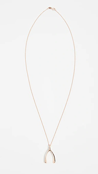 Shop Jennifer Meyer Jewelry 18k Rose Gold Wishbone Necklace