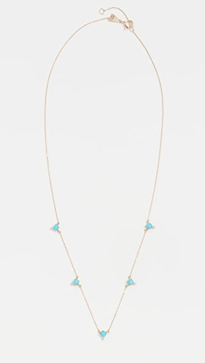 Shop Adina Reyter 14k Turquoise + Round Diamond Chain Necklace In Yellow Gold