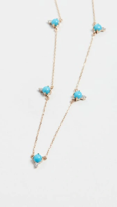 Shop Adina Reyter 14k Turquoise + Round Diamond Chain Necklace In Yellow Gold