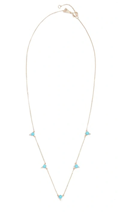 Shop Adina Reyter 14k Turquoise + Round Diamond Chain Necklace In Yellow Gold