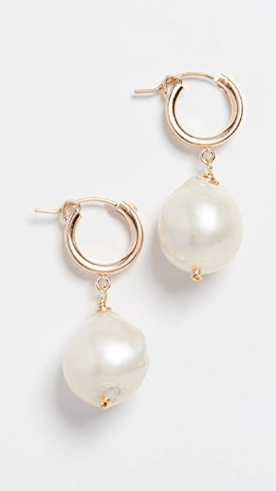 Shop Brinker & Eliza Back To Basics Huggie Earrings In Gold/pearl