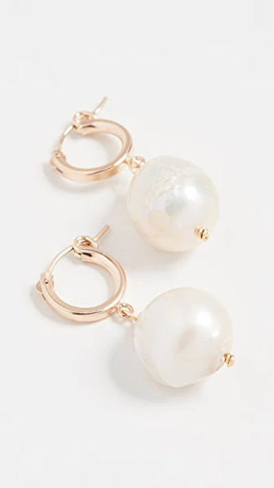 Shop Brinker & Eliza Back To Basics Huggie Earrings In Gold/pearl
